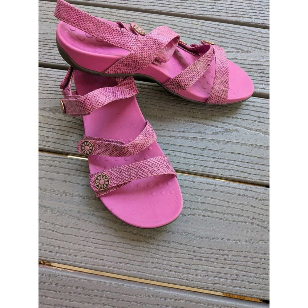 Vionic Cathy Slingback Sandal Women 10 Pink Strappy Hook Loop Podiatrist Coastal